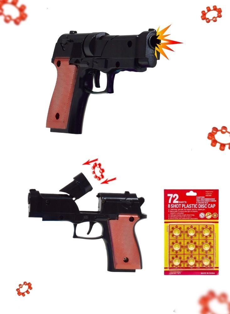 Premium Alloy Cap Gun Toy Pistol with Ring Caps – Kids Metal Crack Sound Toy Gun with 72 Shot Disc Caps - Image 1